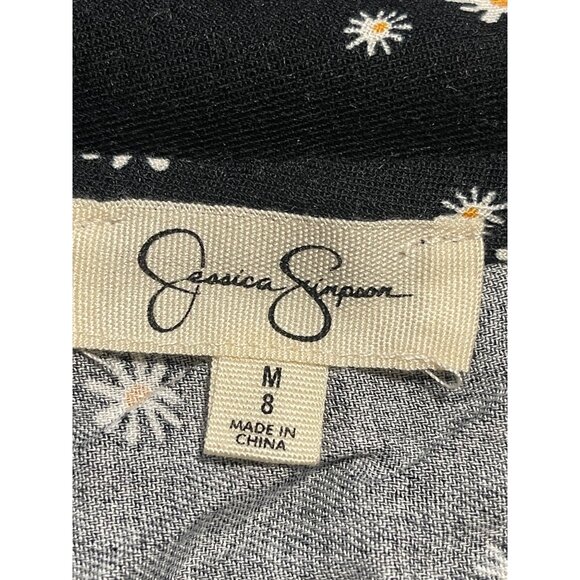 Jessica Simpson Kids Black Mini Dress Daisy Print Button Up Front Size M 8 - Picture 5 of 7